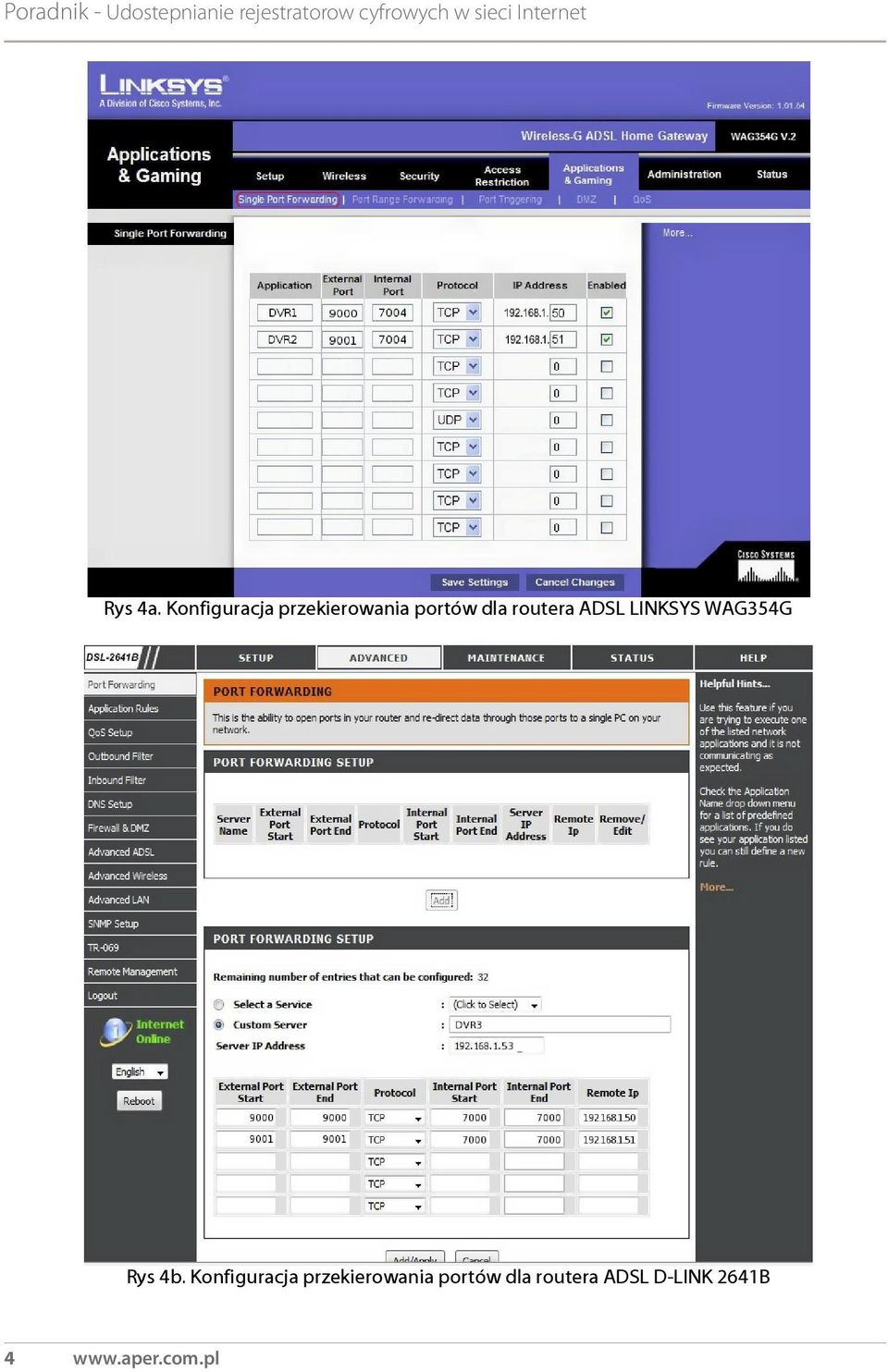 dla routera ADSL LINKSYS WAG354G Rys