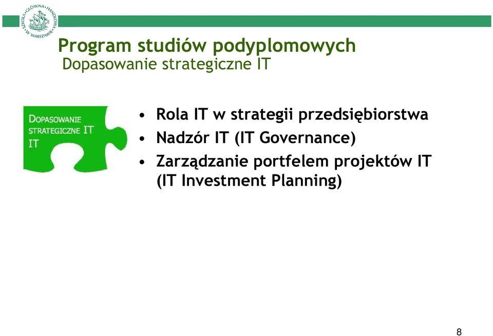 przedsiębiorstwa Nadzór IT (IT Governance)