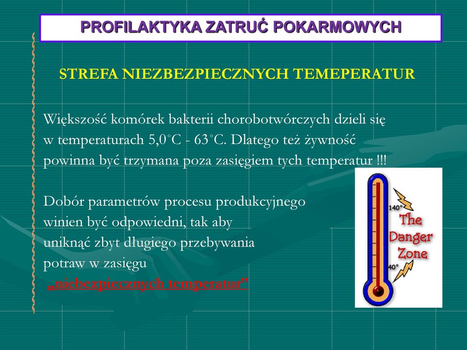 Dlatego też żywność powinna być trzymana poza zasięgiem tych temperatur!