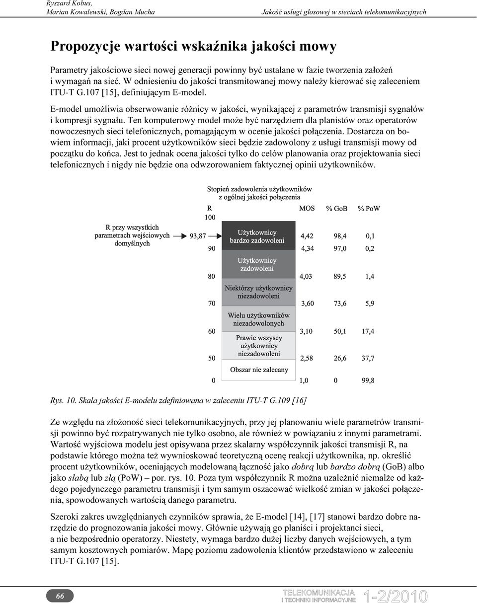 E-model umożliwia obserwowanie różnicy w jakości, wynikającej z parametrów transmisji sygnałów i kompresji sygnału.