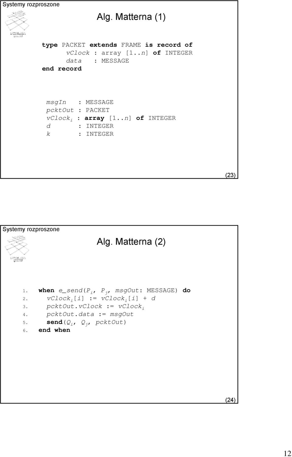 .n] of INTEGER d : INTEGER k : INTEGER (23) Alg. Matterna (2) 1.