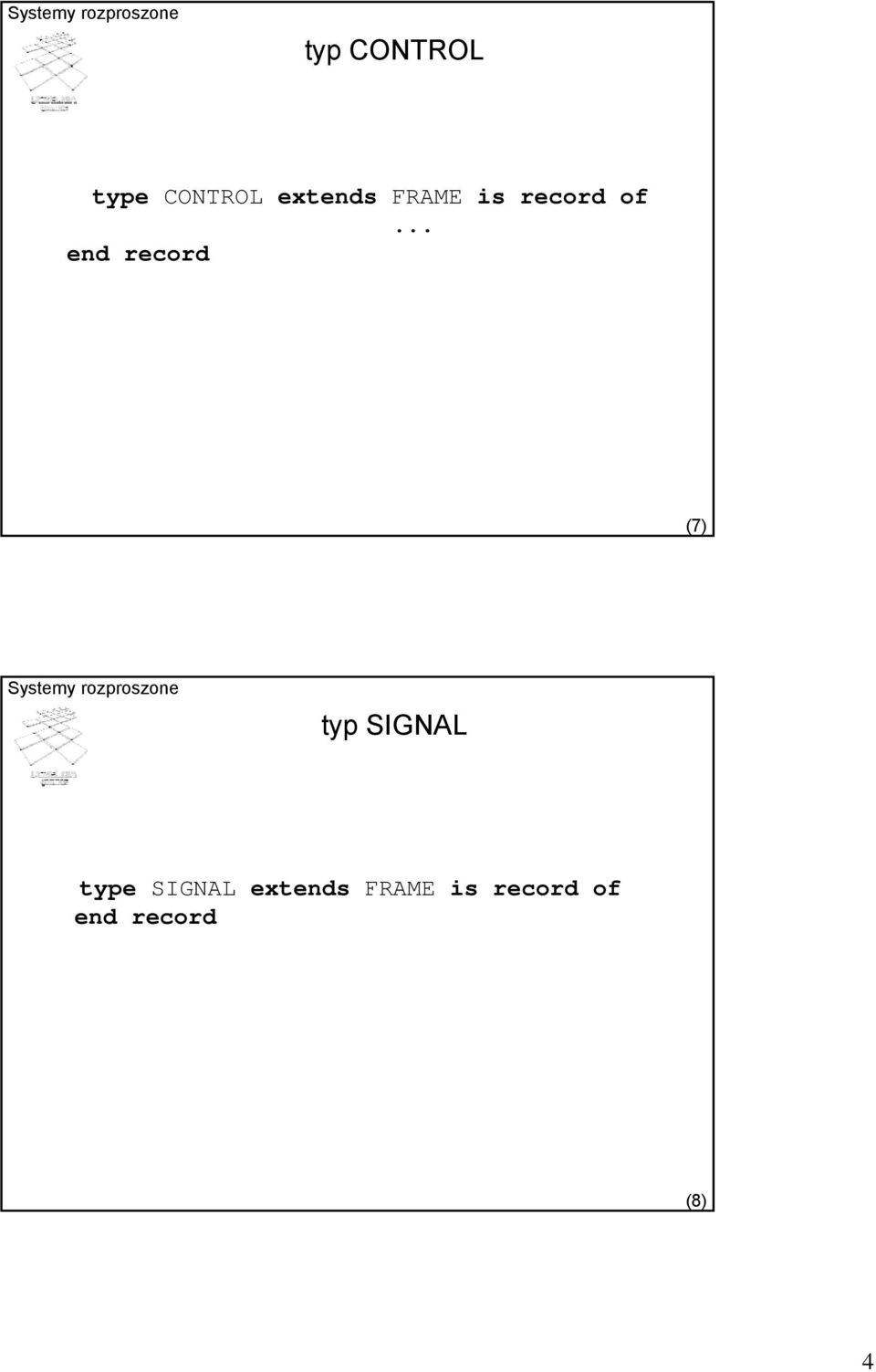 .. end record (7) typ SIGNAL type