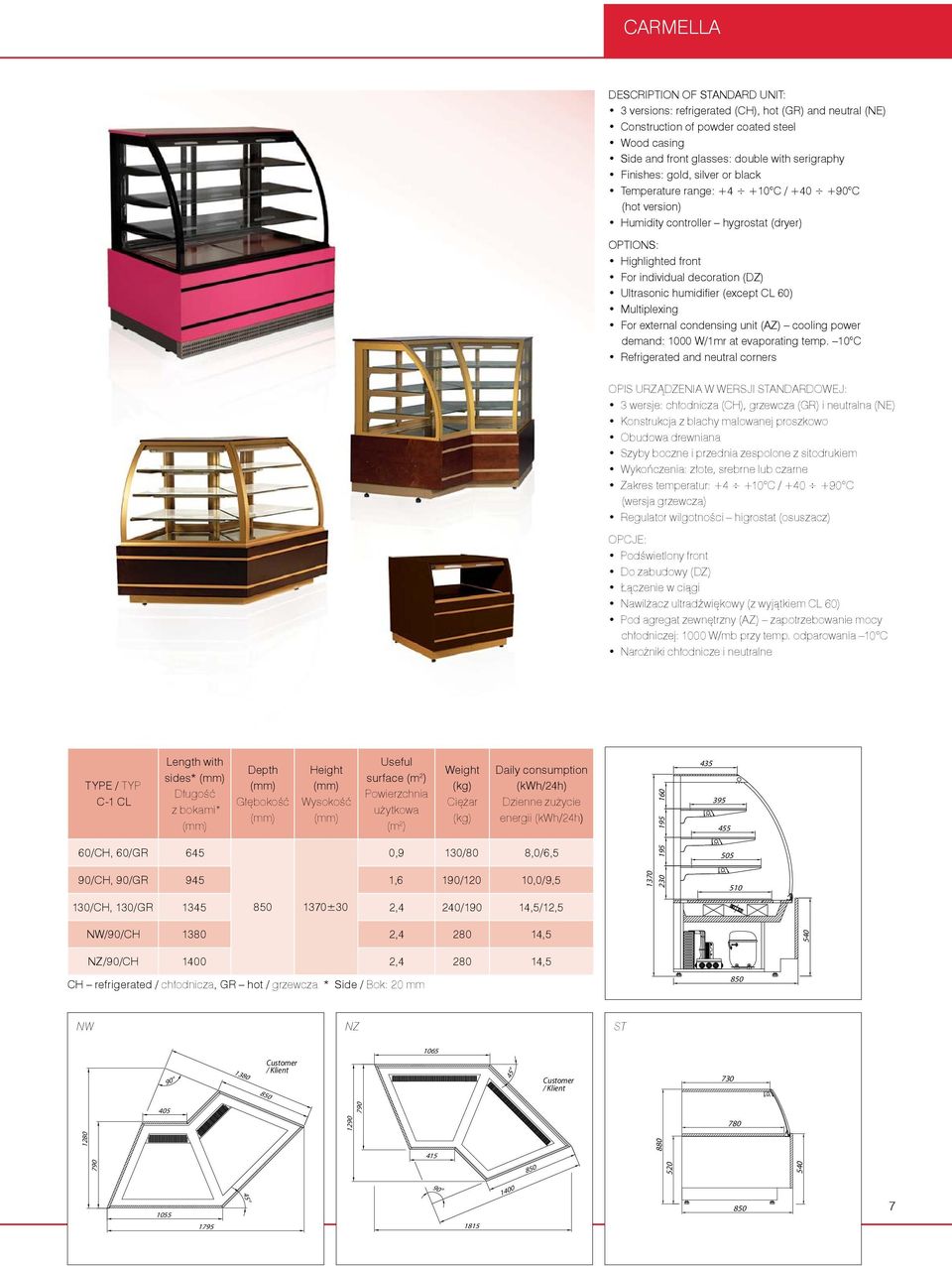 humidifier (except CL 60) Multiplexing For external condensing unit (AZ) cooling power demand: 1000 W/1mr at evaporating temp.