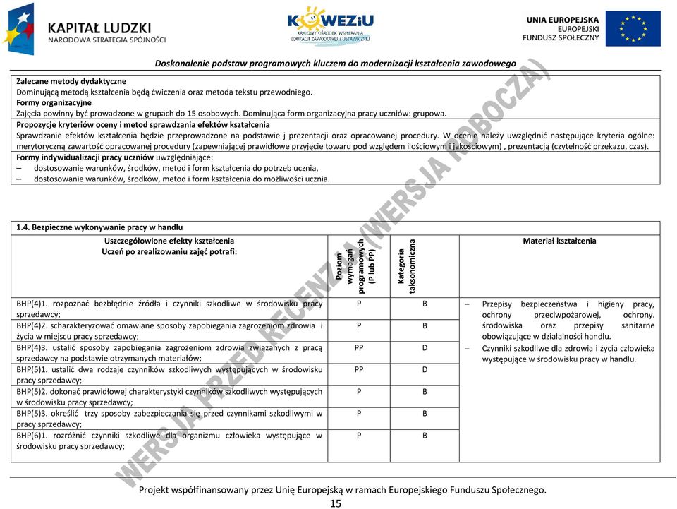 ropozycje kryteriów oceny i metod sprawdzania efektów kształcenia Sprawdzanie efektów kształcenia będzie przeprowadzone na podstawie j prezentacji oraz opracowanej procedury.