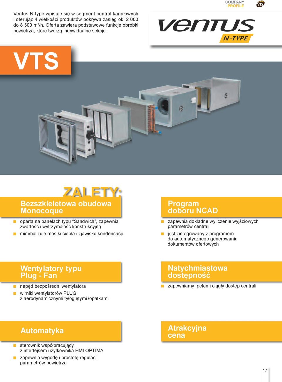 COMPANY PROFILE VTS ZALETY: Bezszkieletowa obudowa Мonocoque oparta na panelach typu Sandwich, zapewnia zwartość i wytrzymałość konstrukcyjną minimalizuje mostki ciepła i zjawisko kondensacji Program