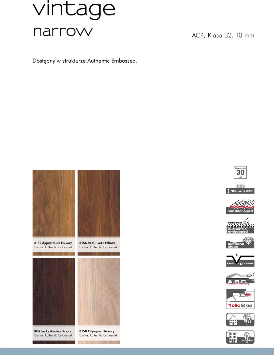 Embossed 8156 Red River Hickory Deska, Authentic Embossed 8157 Smoky