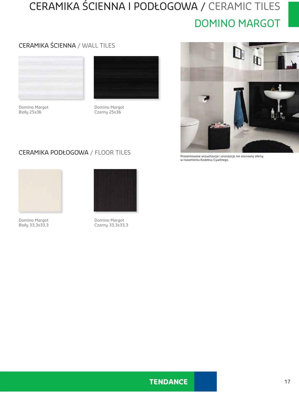 Domino Margot Czarny 25x36 CERAMIKA PODŁOGOWA / FLOOR TILES