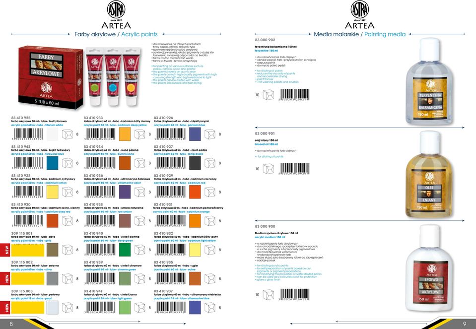resin the paints contain high-quality pigments with high colouring strength and high resistance to light the paints can be diluted with water the paints are durable and fast-drying 3 000 902