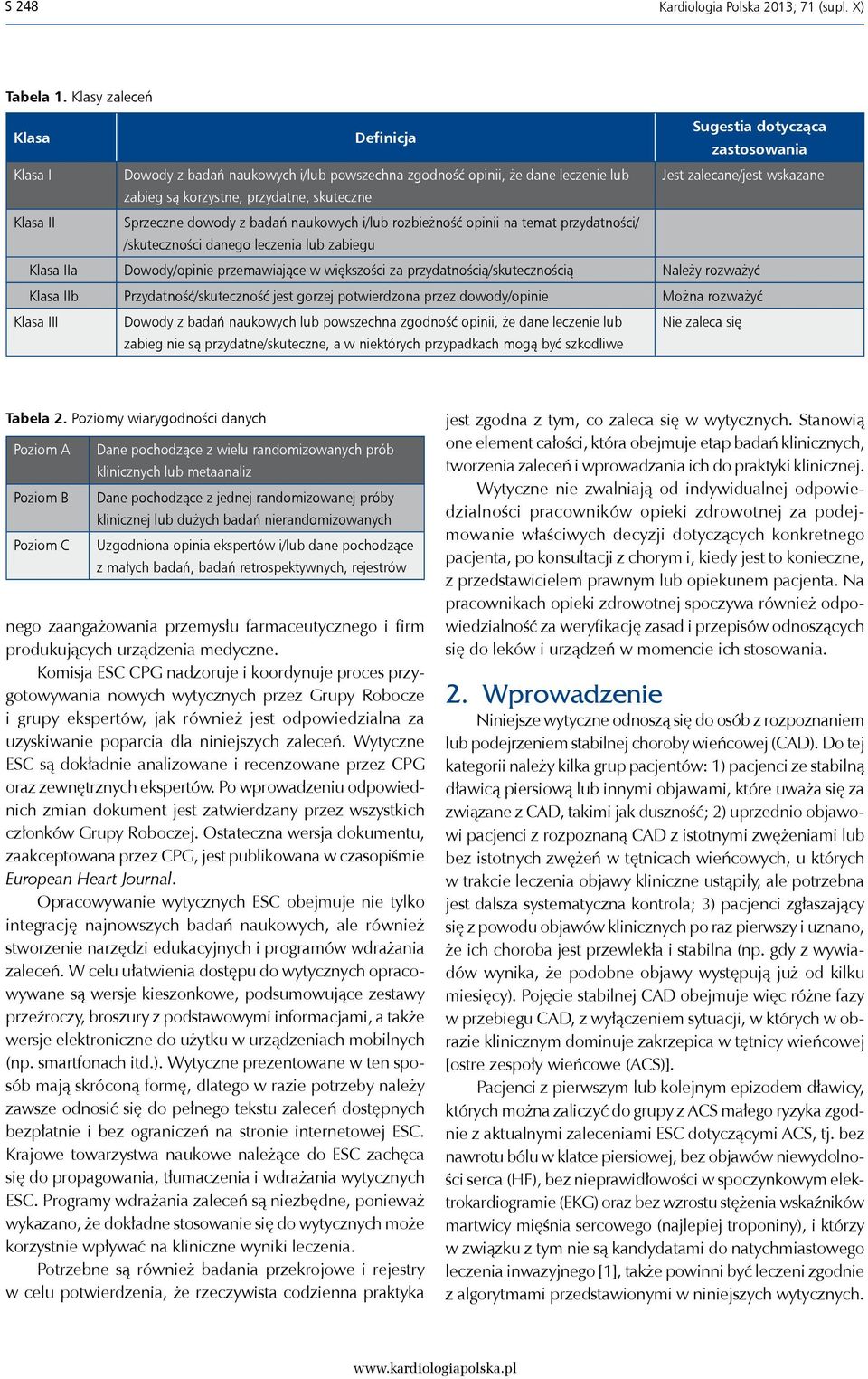 przydatne, skuteczne Klasa II Sprzeczne dowody z badań naukowych i/lub rozbieżność opinii na temat przydatności / /skuteczności danego leczenia lub zabiegu Klasa IIa Dowody/opinie przemawiające w