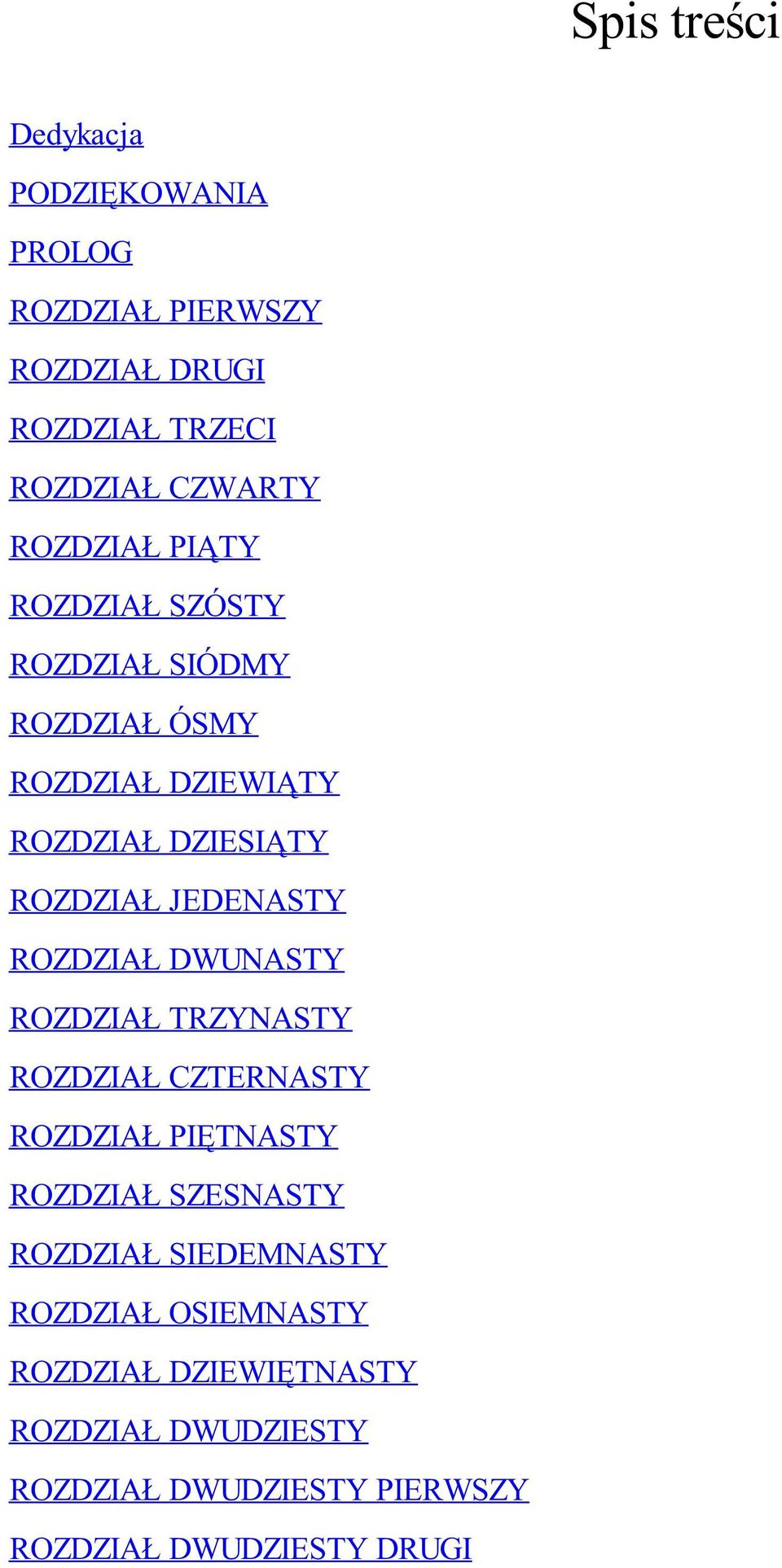 DWUNASTY ROZDZIAŁ TRZYNASTY ROZDZIAŁ CZTERNASTY ROZDZIAŁ PIĘTNASTY ROZDZIAŁ SZESNASTY ROZDZIAŁ SIEDEMNASTY ROZDZIAŁ