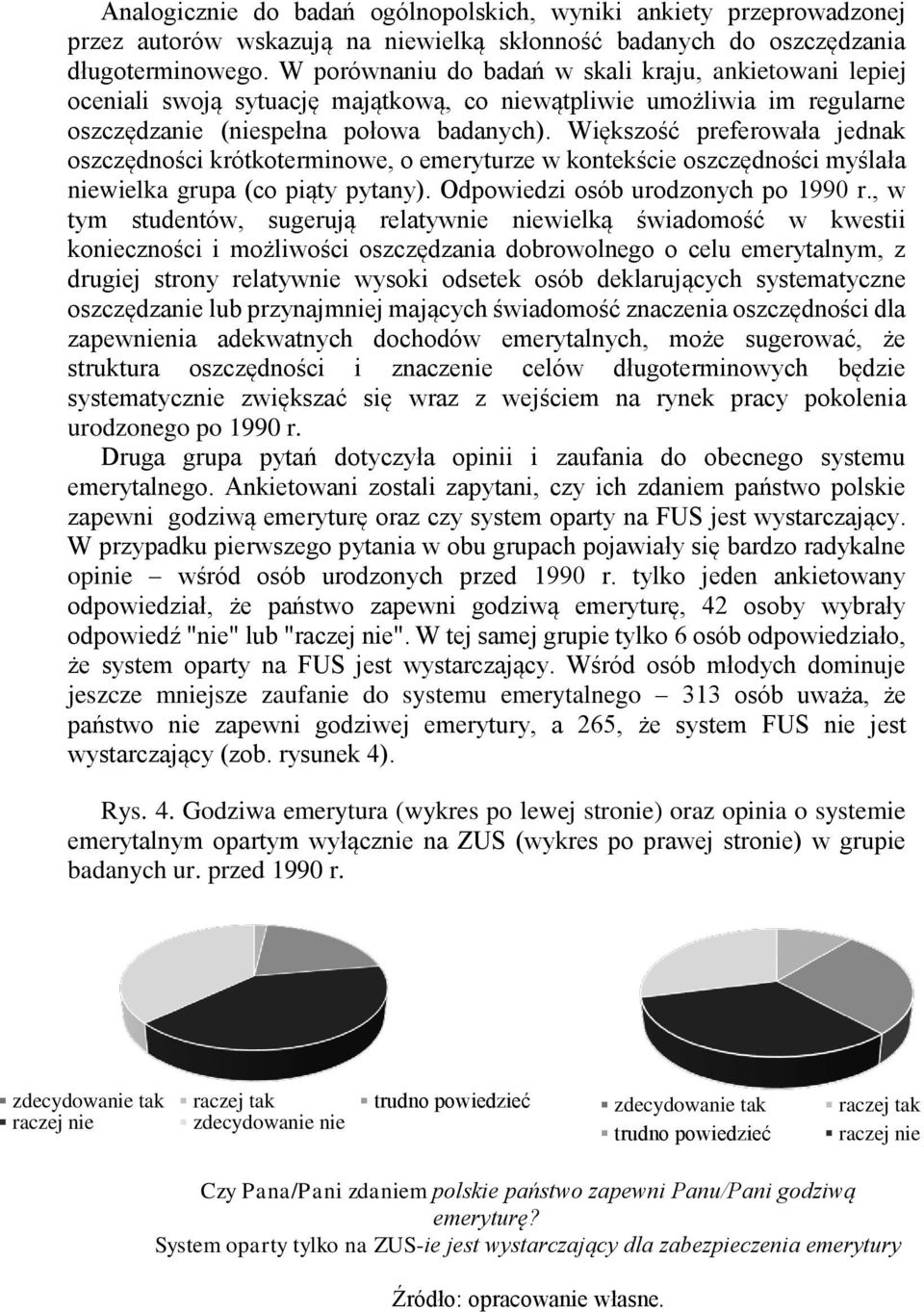 Większość preferowała jednak oszczędności krótkoterminowe, o emeryturze w kontekście oszczędności myślała niewielka grupa (co piąty pytany). Odpowiedzi osób urodzonych po 1990 r.
