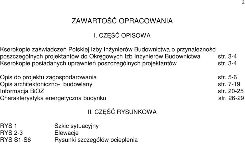 Okręgowych Izb InŜynierów Budownictwa str. 3-4 Kserokopie posiadanych uprawnień poszczególnych projektantów str.