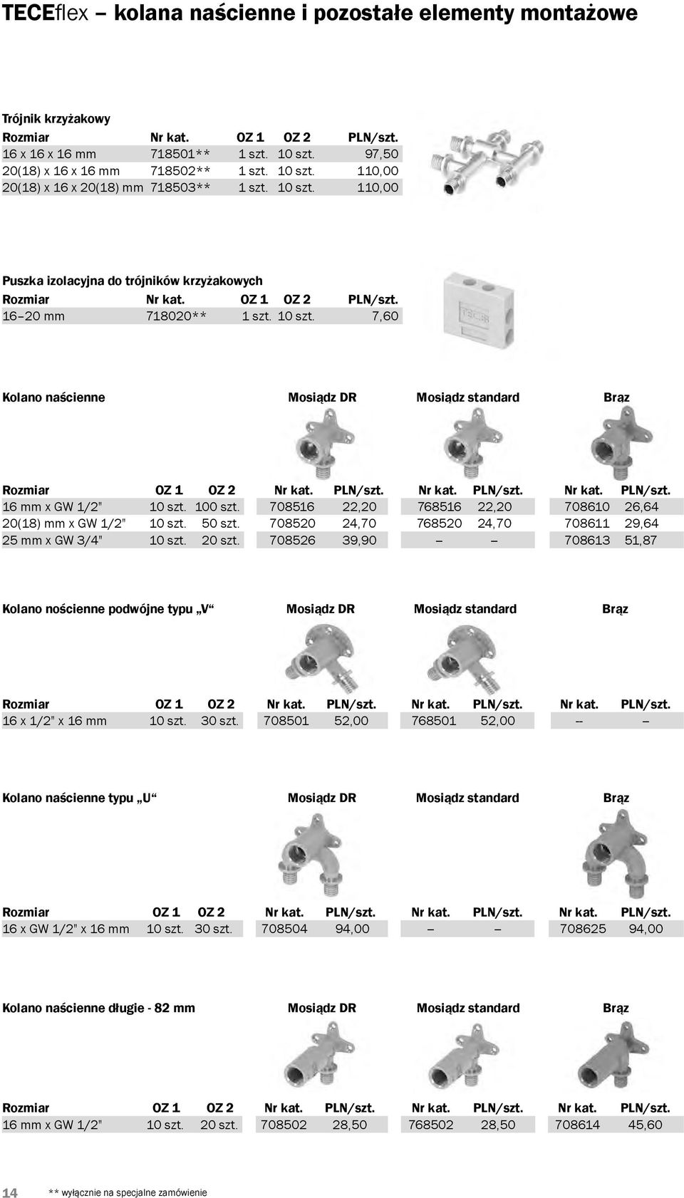 Nr kat. PLN/szt. Nr kat. PLN/szt. 16 mm x GW 1/2" 10 szt. 100 szt. 708516 22,20 768516 22,20 708610 26,64 20(18) mm x GW 1/2" 10 szt. 50 szt.