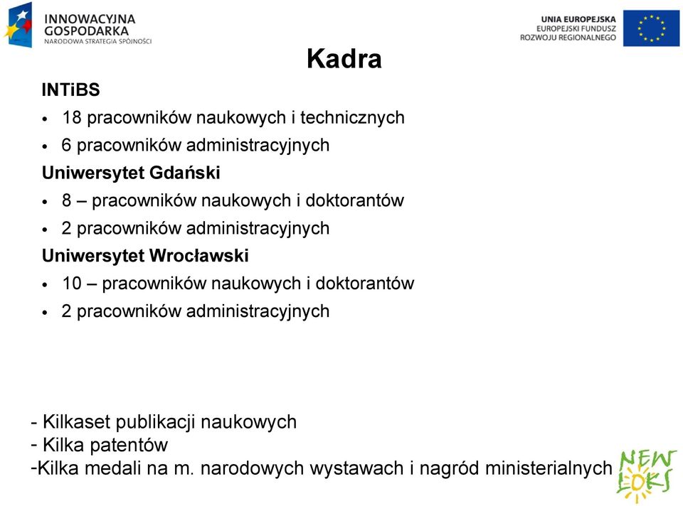 Uniwersytet Wrocławski 10 pracowników naukowych i doktorantów 2 pracowników administracyjnych -
