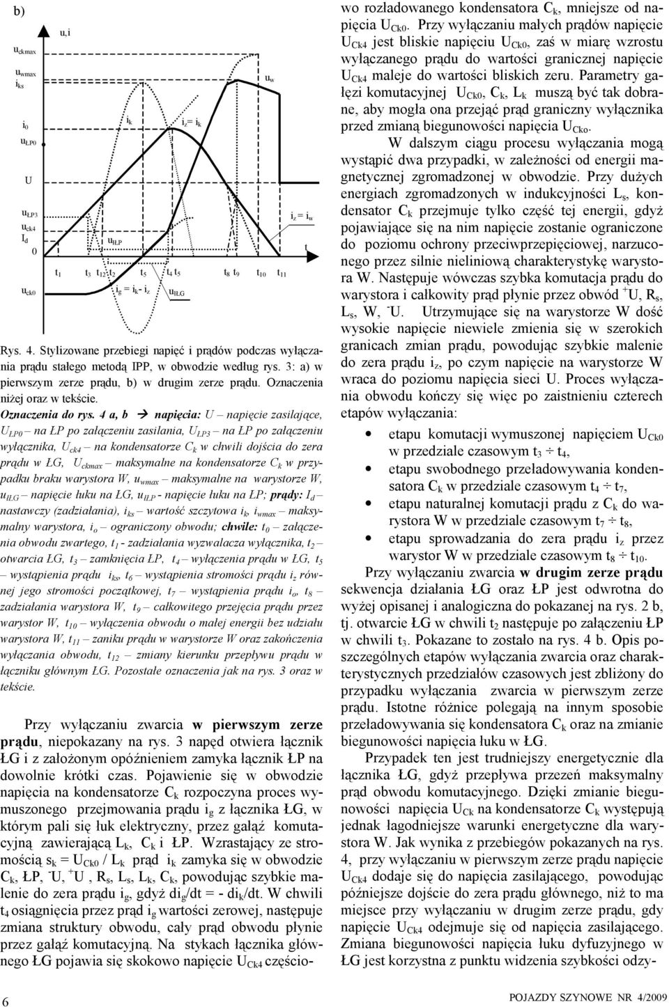 3: a) w pierwszym zerze prądu, b) w drugim zerze prądu. Oznaczenia niżej oraz w tekście. Oznaczenia do rys.