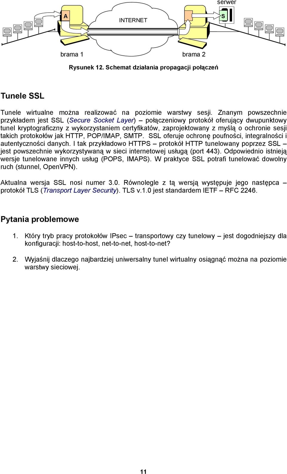 takich protokołów jak HTTP, POP/IMAP, SMTP. SSL oferuje ochronę poufności, integralności i autentyczności danych.