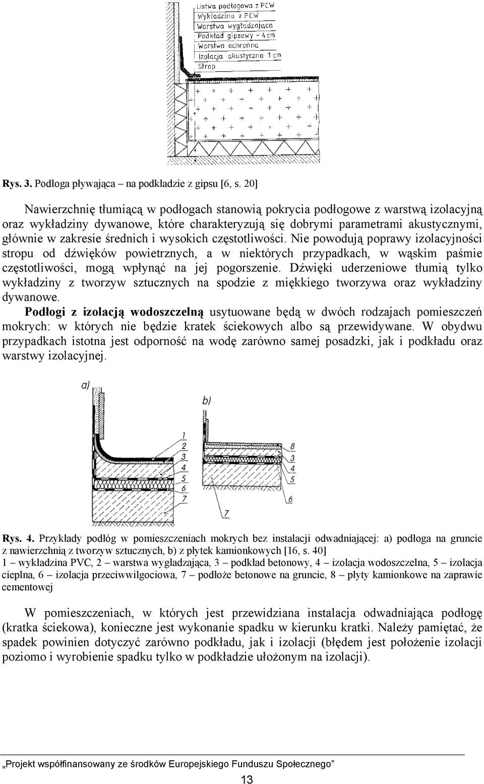i wysokich częstotliwości. Nie powodują poprawy izolacyjności stropu od dźwięków powietrznych, a w niektórych przypadkach, w wąskim paśmie częstotliwości, mogą wpłynąć na jej pogorszenie.