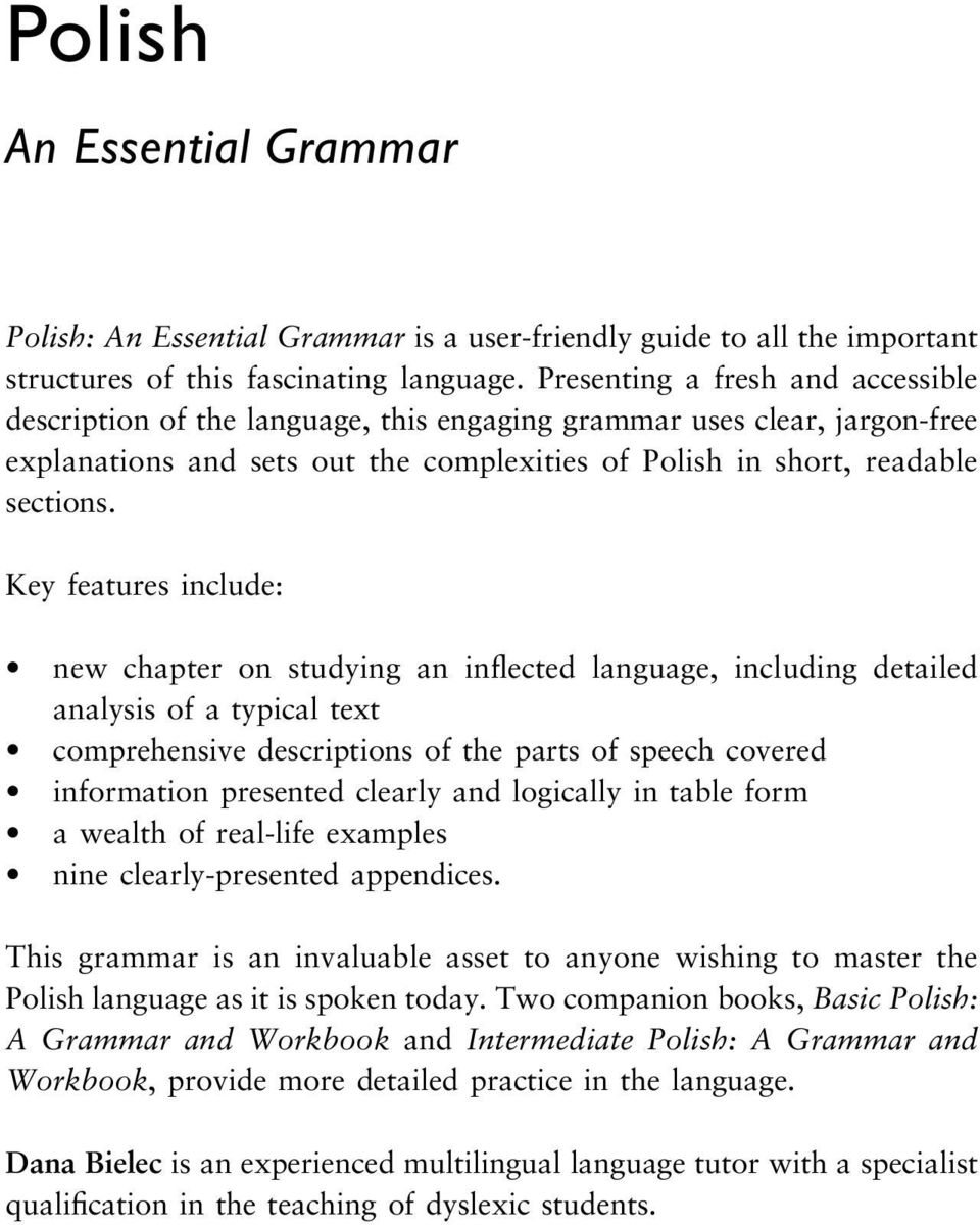 Key features include: new chapter on studying an inflected language, including detailed analysis of a typical text comprehensive descriptions of the parts of speech covered information presented