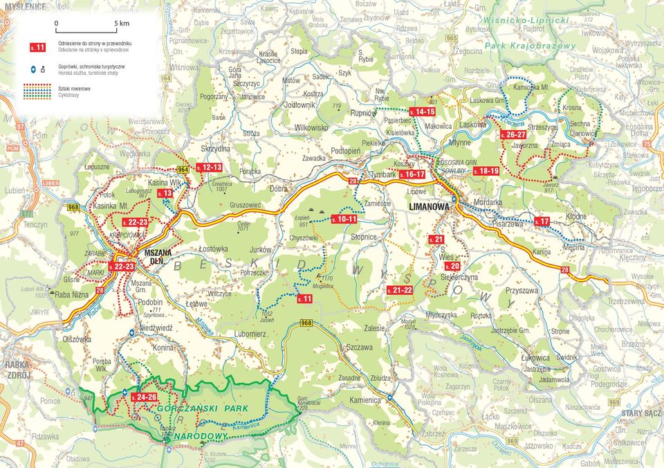 ba Ra ZRYTE B Półrzeczki 1052 Jasień M an sz ka D 1170 Mogielica 968 Ponice 947 Zasadne s. 24-26 GORCZŃI PR O Turbacz 1310 R C E NRODOWY G.