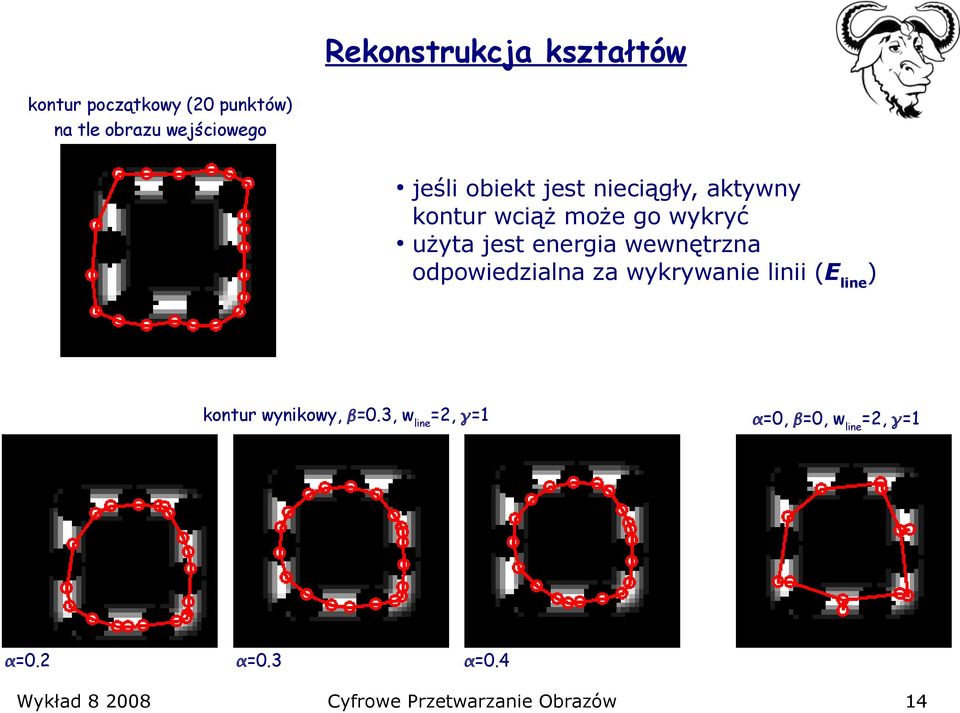 wewnętrzna odpowiedzialna za wykrywanie linii (E line ) kontur wynikowy, =0.