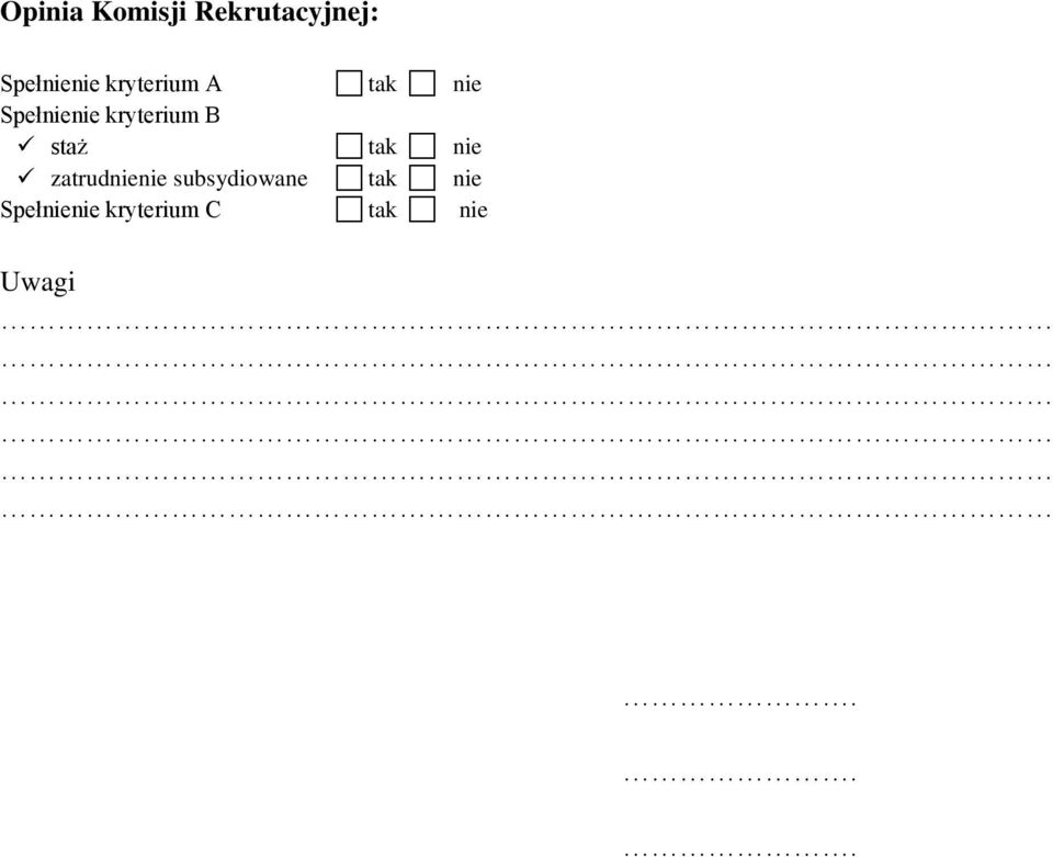 staż tak nie zatrudnienie subsydiowane tak