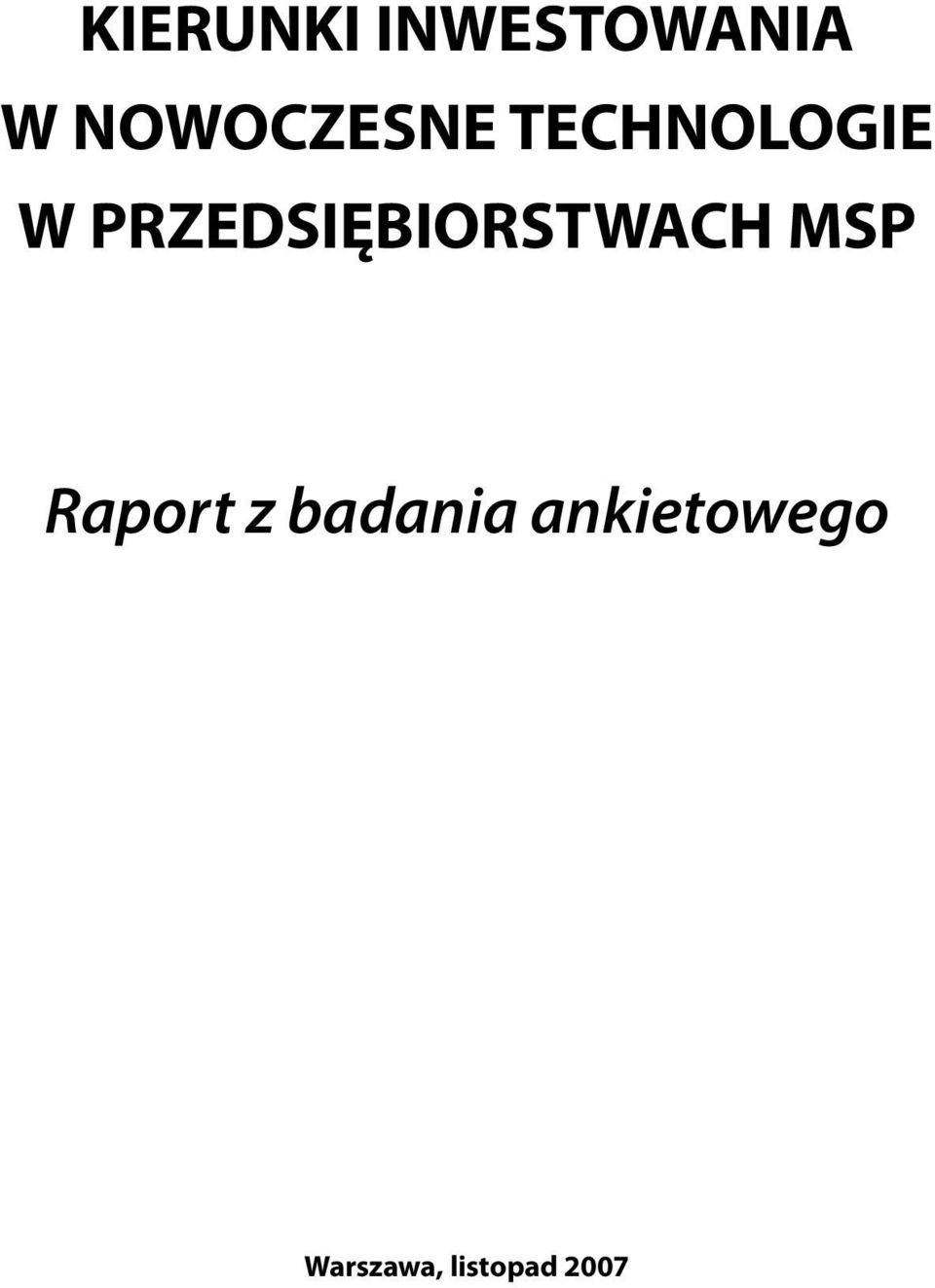 PRZEDSIĘBIORSTWACH MSP Raport