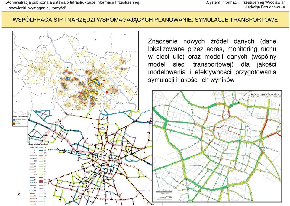 lokalizowane przez adres, monitoring ruchu w sieci ulic) oraz modeli danych (wspólny model sieci