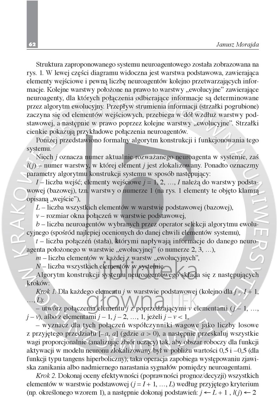 Kolejne warstwy położone na prawo to warstwy ewolucyjne zawierające neuroagenty, dla których połączenia odbierające informacje są determinowane przez algorytm ewolucyjny.