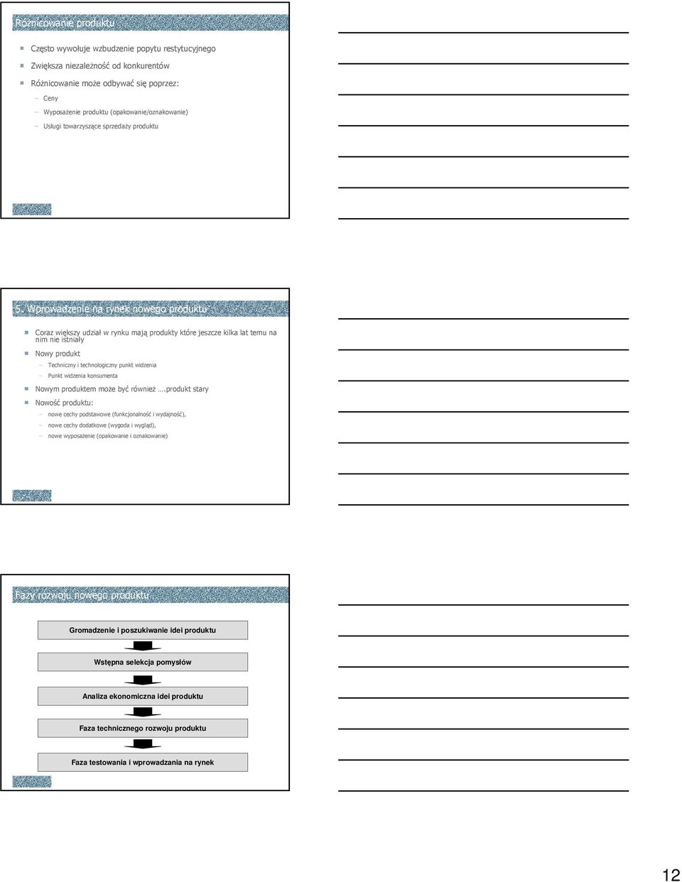 Wprowadzenie na rynek nowego produktu Coraz większy udział w rynku mają produkty które jeszcze kilka lat temu na nim nie istniały Nowy produkt Techniczny i technologiczny punkt widzenia Punkt