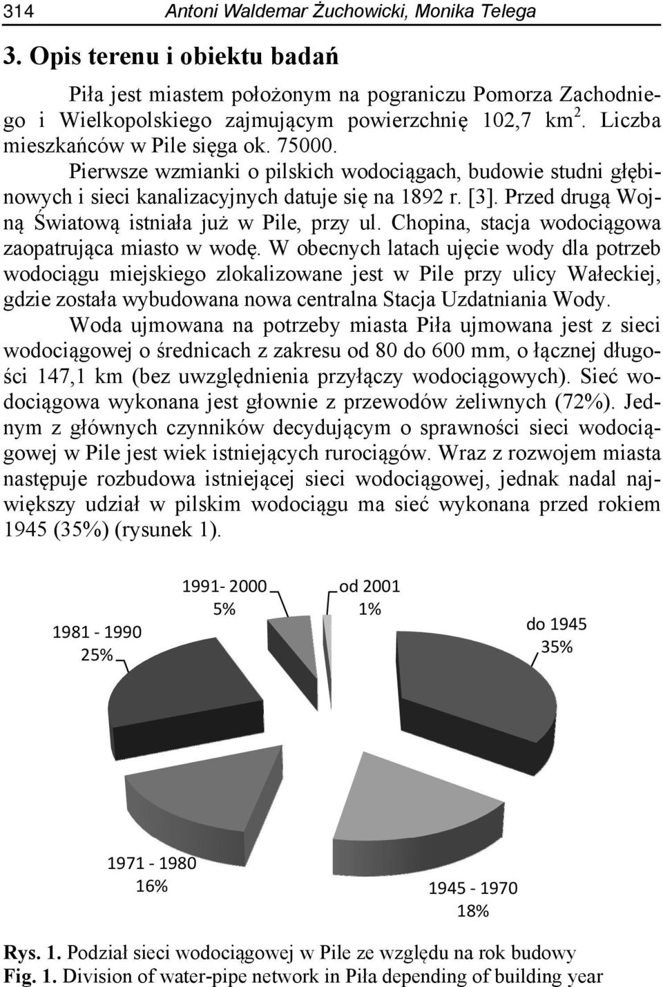 Przed drugą Wojną Światową istniała już w Pile, przy ul. Chopina, stacja wodociągowa zaopatrująca miasto w wodę.