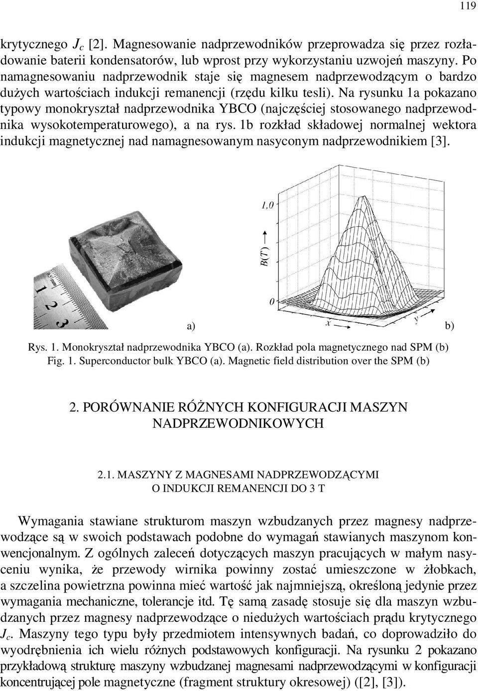 Na rysunku 1a pokazano typowy monokryształ nadprzewodnika YBCO (najczęściej stosowanego nadprzewodnika wysokotemperaturowego), a na rys.