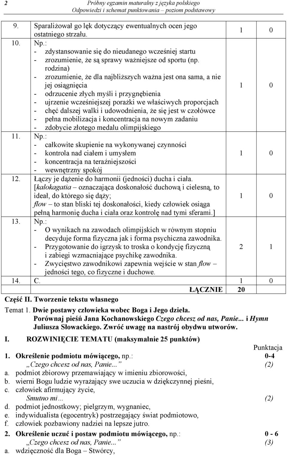 rodzina) - zrozumienie, że dla najbliższych ważna jest ona sama, a nie jej osiągnięcia - odrzucenie złych myśli i przygnębienia - ujrzenie wcześniejszej porażki we właściwych proporcjach - chęć