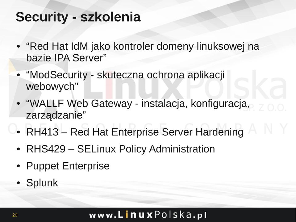 Gateway - instalacja, konfiguracja, zarządzanie RH413 Red Hat Enterprise