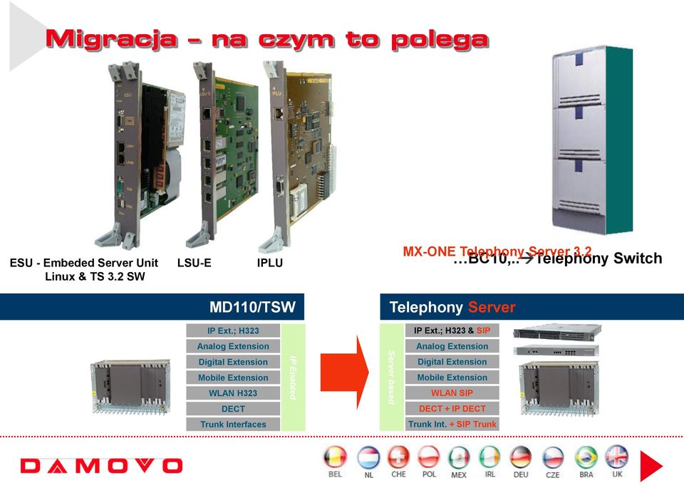 . Telephony Switch MD110/TSW Telephony Server IP Ext.; H323 IP Ext.