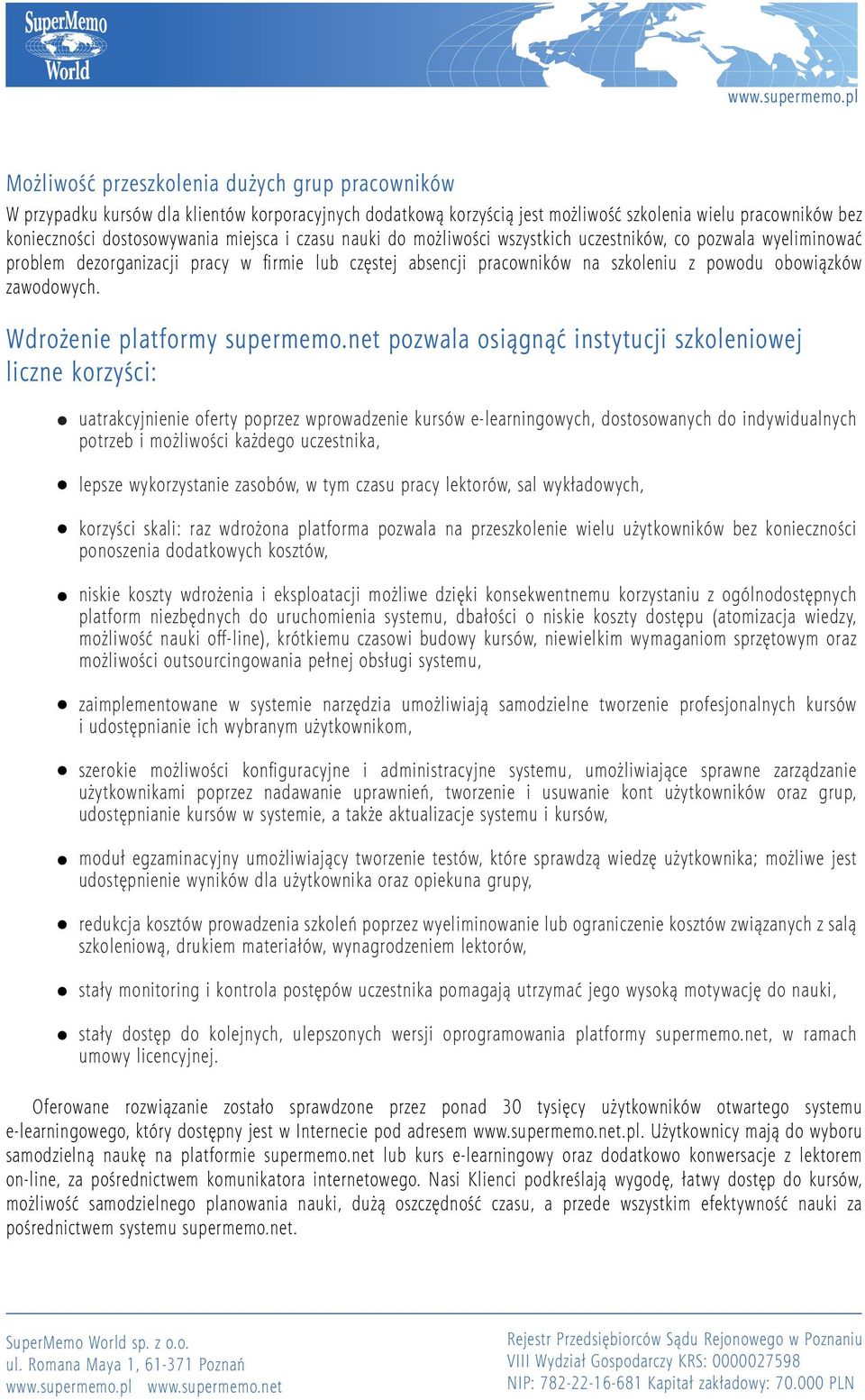 Wdrożenie platformy supermemo.