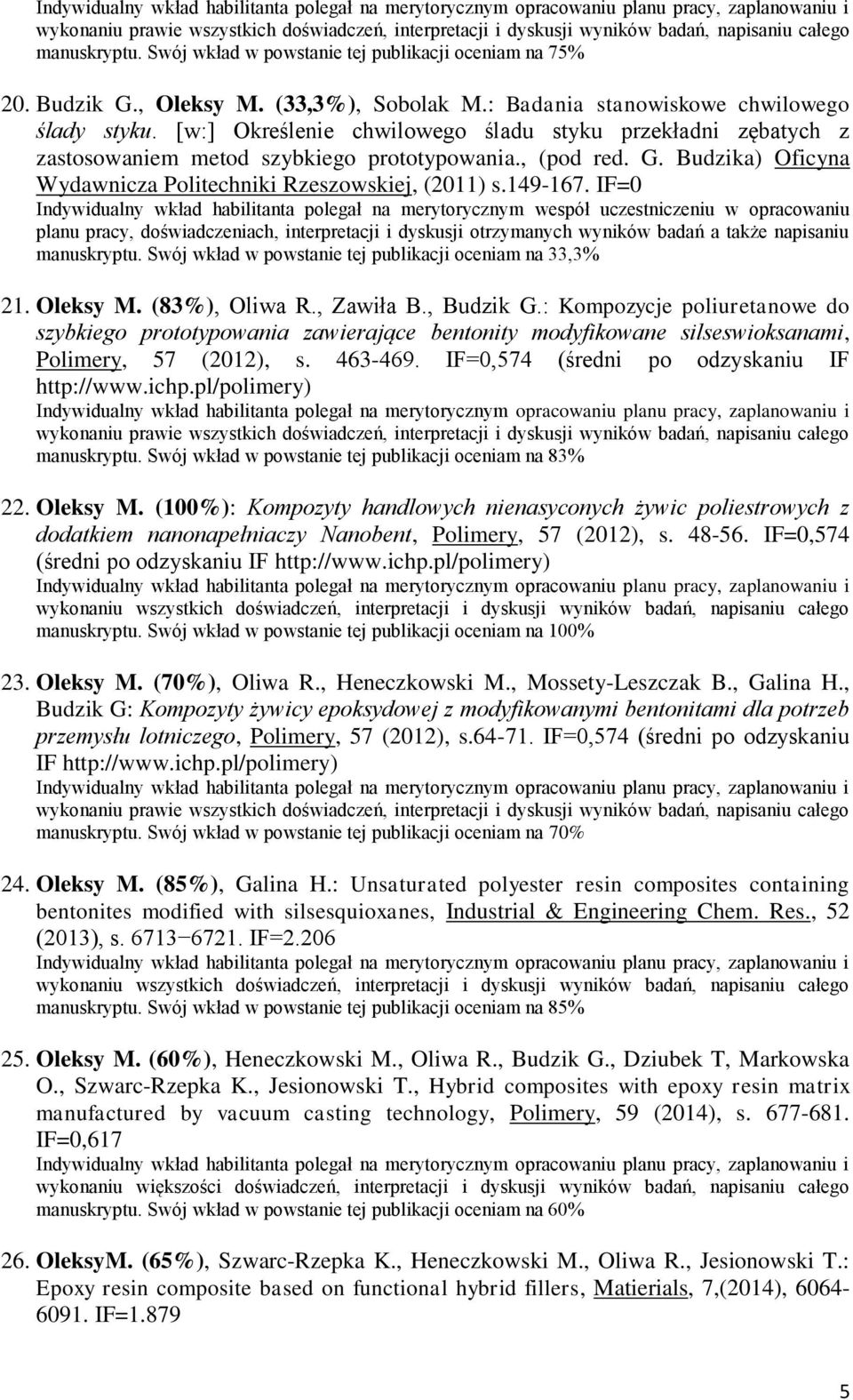Budzika) Oficyna Wydawnicza Politechniki Rzeszowskiej, (2011) s.149-167.