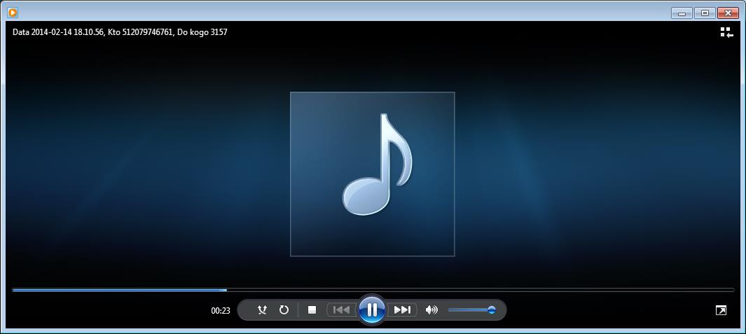 Rozmowy szyfrowane mogą być odtworzone tylko w rejestratorze, za pomocą którego zostały nagrane. Treść audio jest odtwarzana za pomocą systemowego odtwarzacza multimediów Windows Media Player.