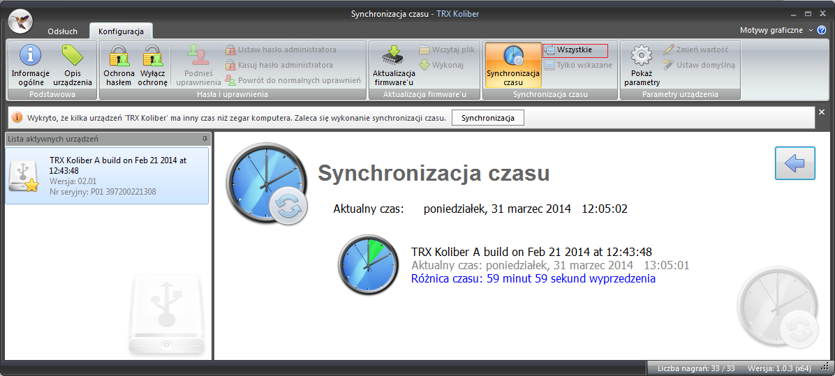 Opis budowy i działania rejestratorów KOLIBER Po wybraniu przycisku otwiera się automatycznie okno wyboru folderu zawierającego plik z nową wersją firmware.