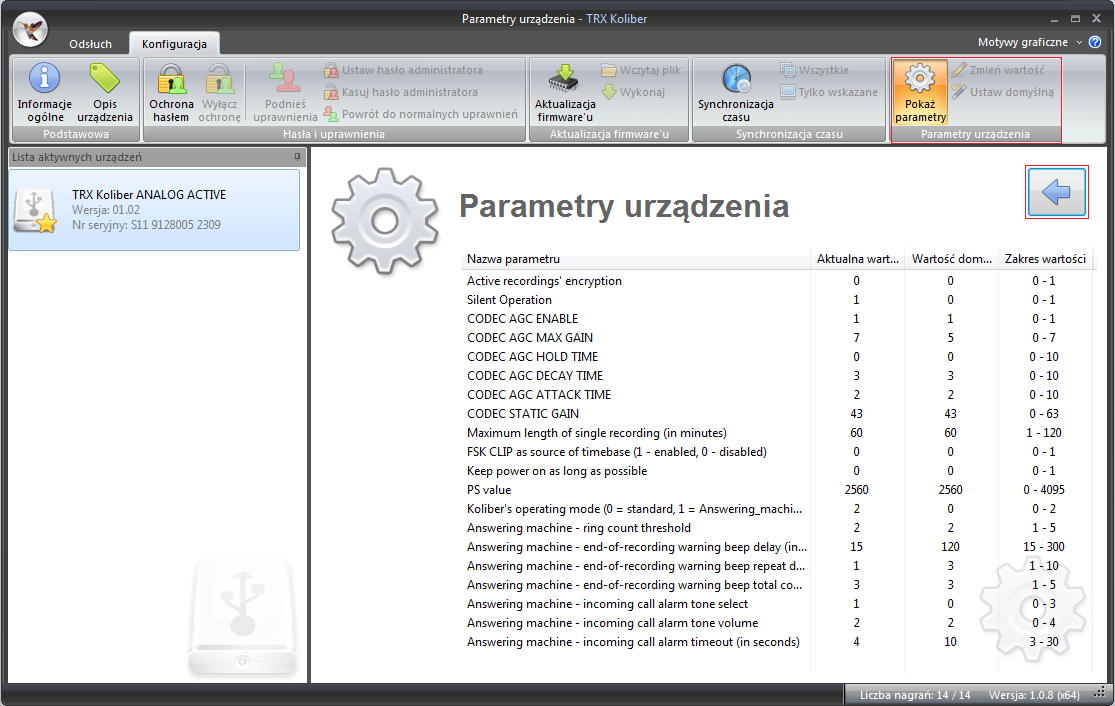 Opis budowy i działania rejestratorów KOLIBER Przed dokonywaniem jakichkolwiek zmian ustawień parametrów prosimy zapoznać się z poniższym opisem ich znaczenia.