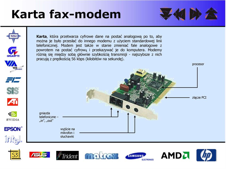 Modem jest także w stanie zmieniać fale analogowe z powrotem na postać cyfrową i przekazywać je do komputera.