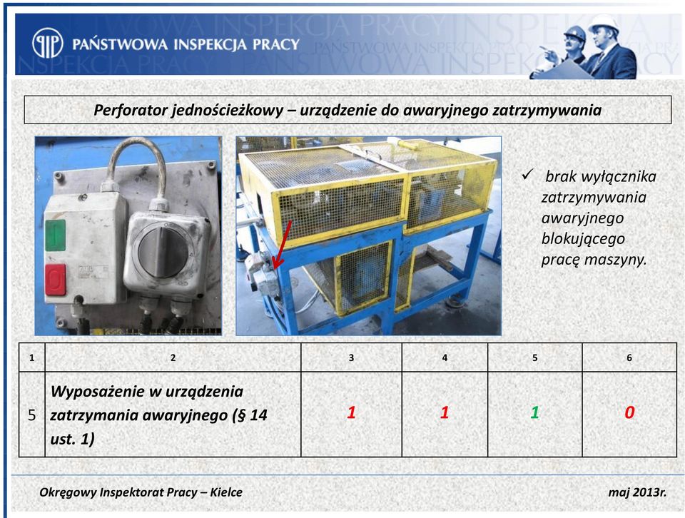 awaryjnego blokującego pracę maszyny.