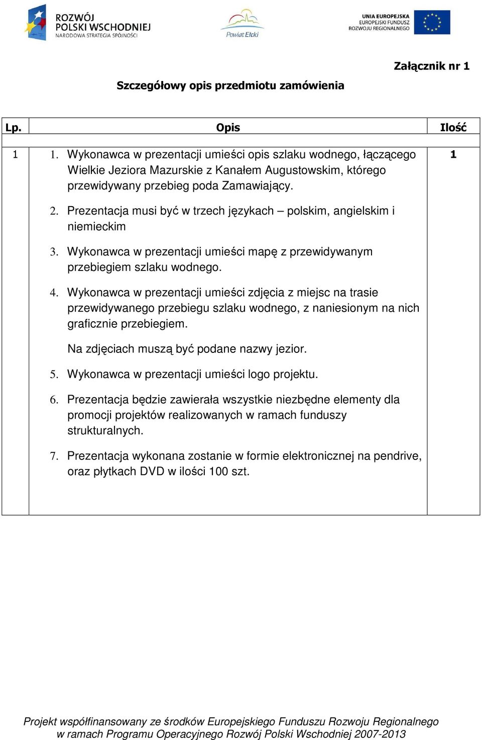 Prezentacja musi być w trzech językach polskim, angielskim i niemieckim 3. Wykonawca w prezentacji umieści mapę z przewidywanym przebiegiem szlaku wodnego. 4.