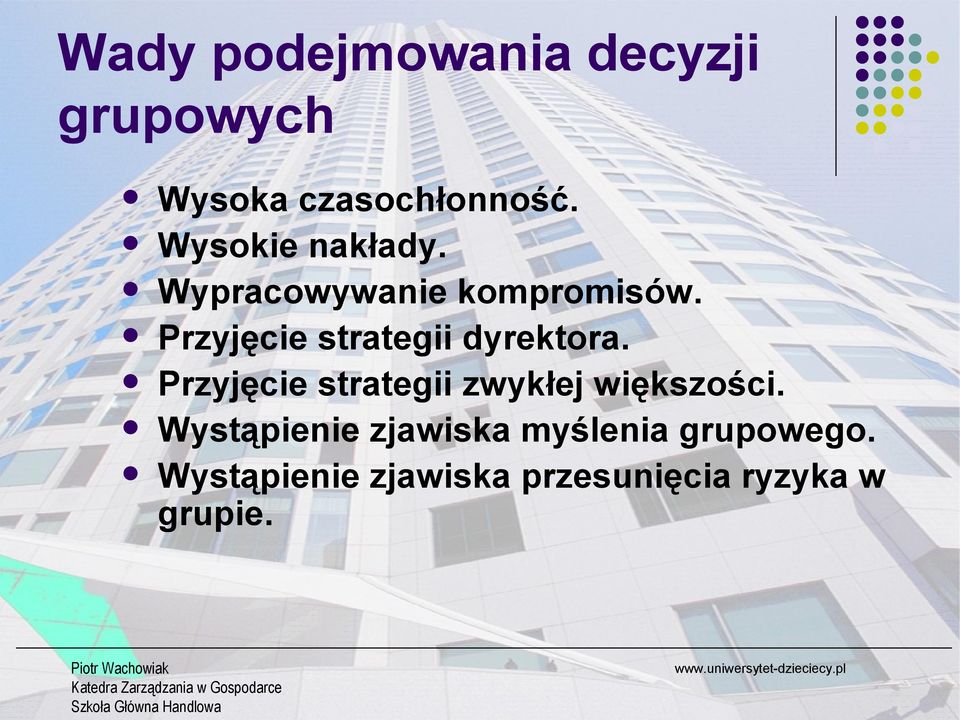 Przyjęcie strategii dyrektora.