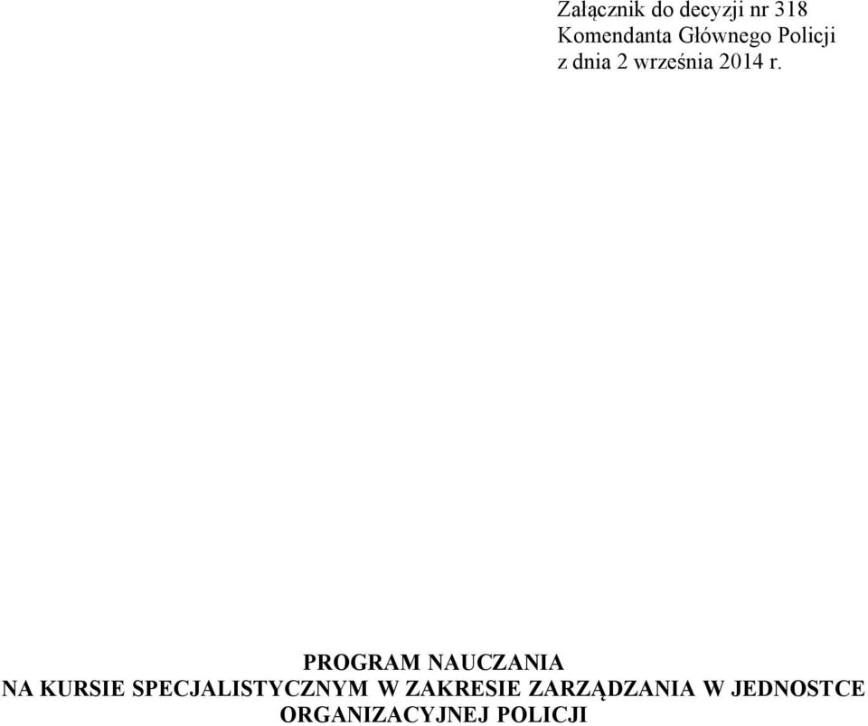 PROGRAM NAUCZANIA NA KURSIE SPECJALISTYCZNYM