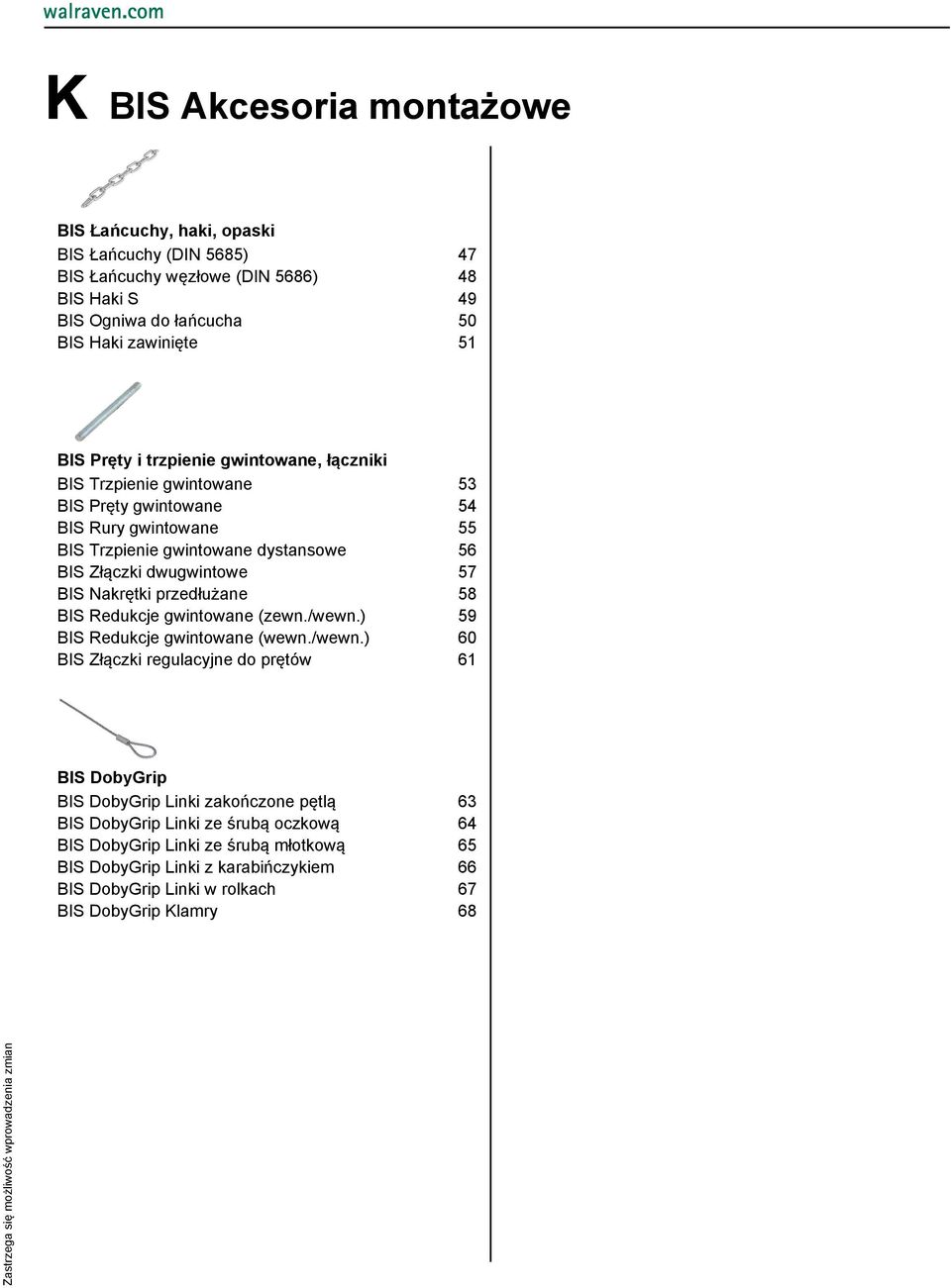 BIS Nakrętki przedłużane 58 BIS Redukcje gwintowane (zewn./wewn.