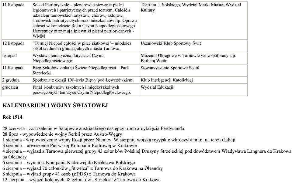 Uczestnicy otrzymują śpiewniki pieśni patriotycznych - WMM 12 listopada "Turniej Niepodległości w piłce siatkowej" młodzież szkół średnich i gimnazjalnych miasta Tarnowa.