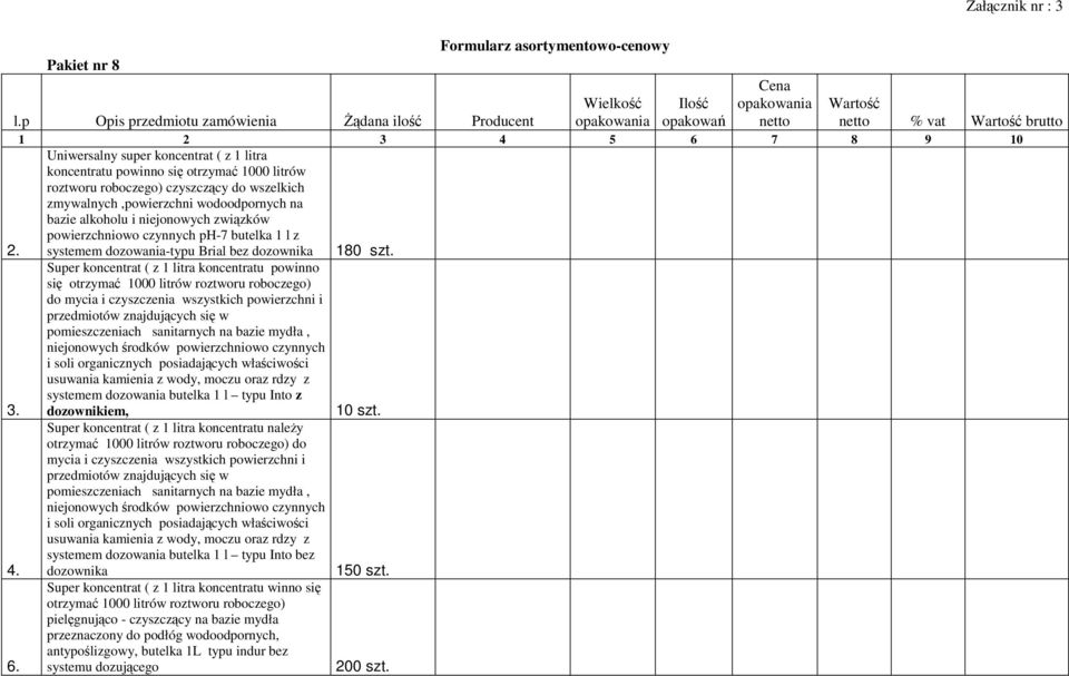 związków powierzchniowo czynnych ph-7 butelka 1 l z systemem dozowania-typu Brial bez dozownika 180 3.