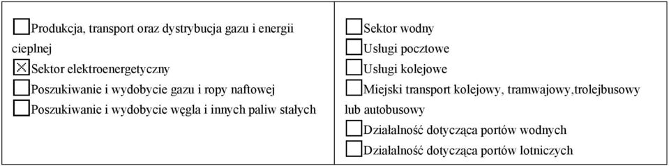 stałych Sektor wodny Usługi pocztowe Usługi kolejowe Miejski transport kolejowy,