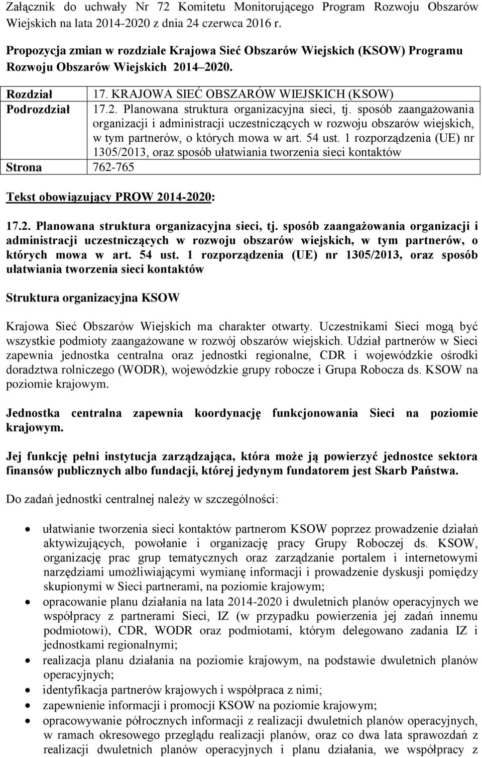 sposób zaangażowania organizacji i administracji uczestniczących w rozwoju obszarów wiejskich, w tym partnerów, o których mowa w art. 54 ust.