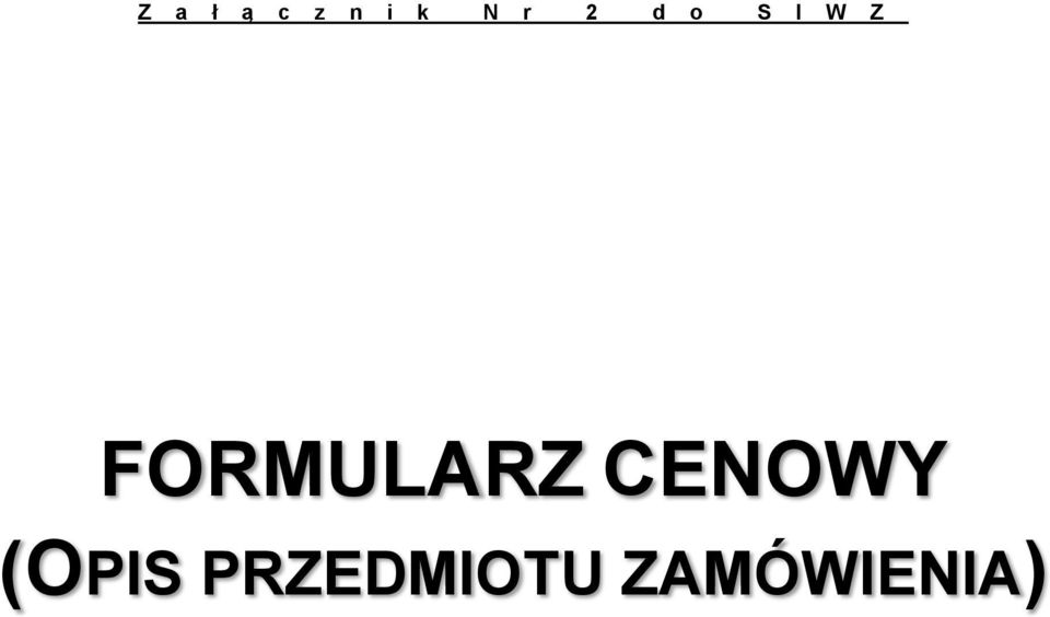 FORMULARZ CENOWY